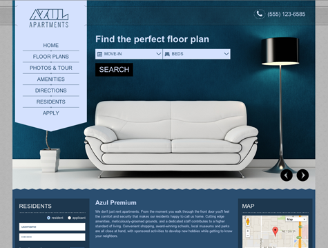 Azul Premium apartment website design