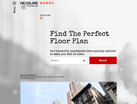 Headline Premium apartment website design
