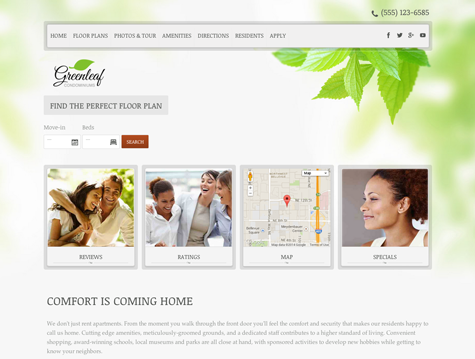 Leaves Premium apartment website design